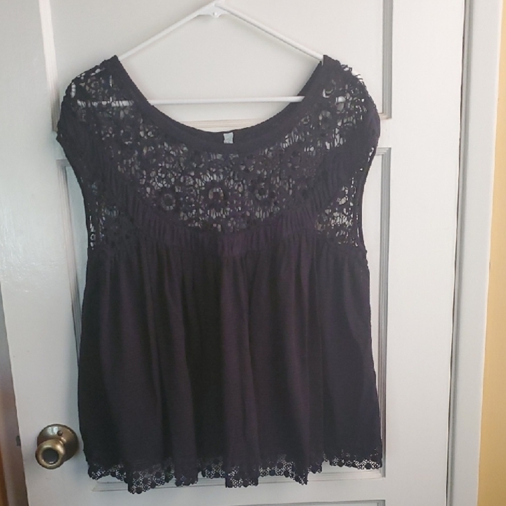 Free People Elegant Black Lace Women's Top